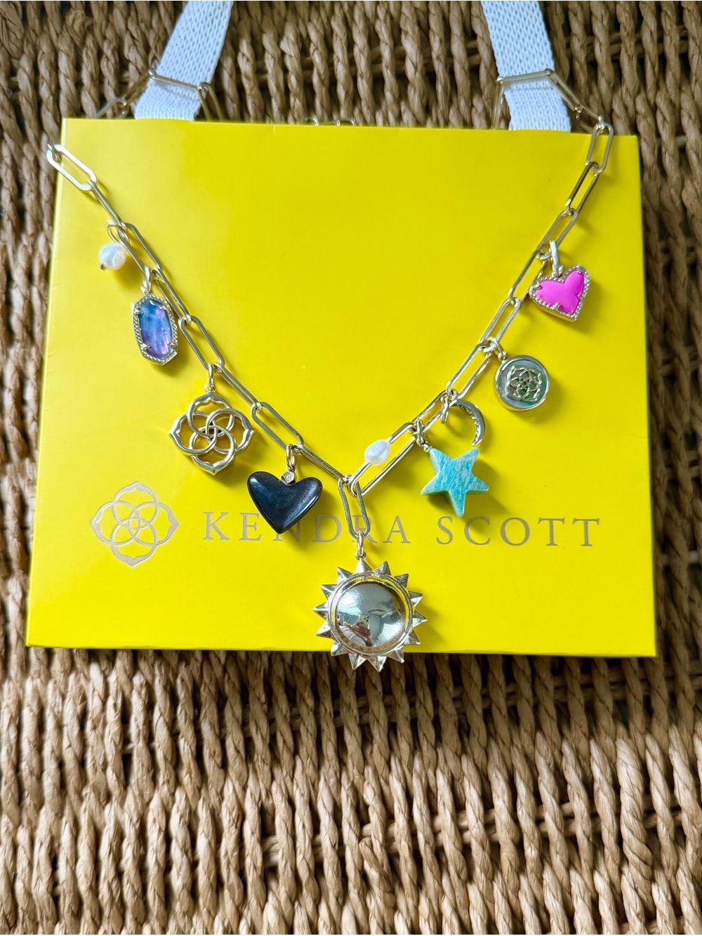 Kendra Scott Gold Charm Link Necklace with Multicolor Charms